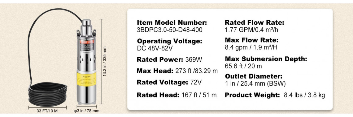 Bomba Solar 48V DC 384W